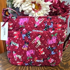 NWT Vera Bradley Christmas Holiday Hounds Essential XL Crossbody Bag Purse
